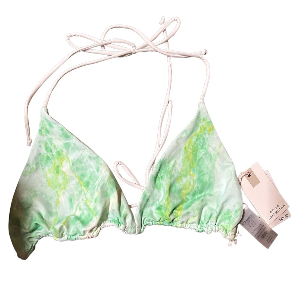 Good American Matte Tiny Ties Triangle Green bikini top